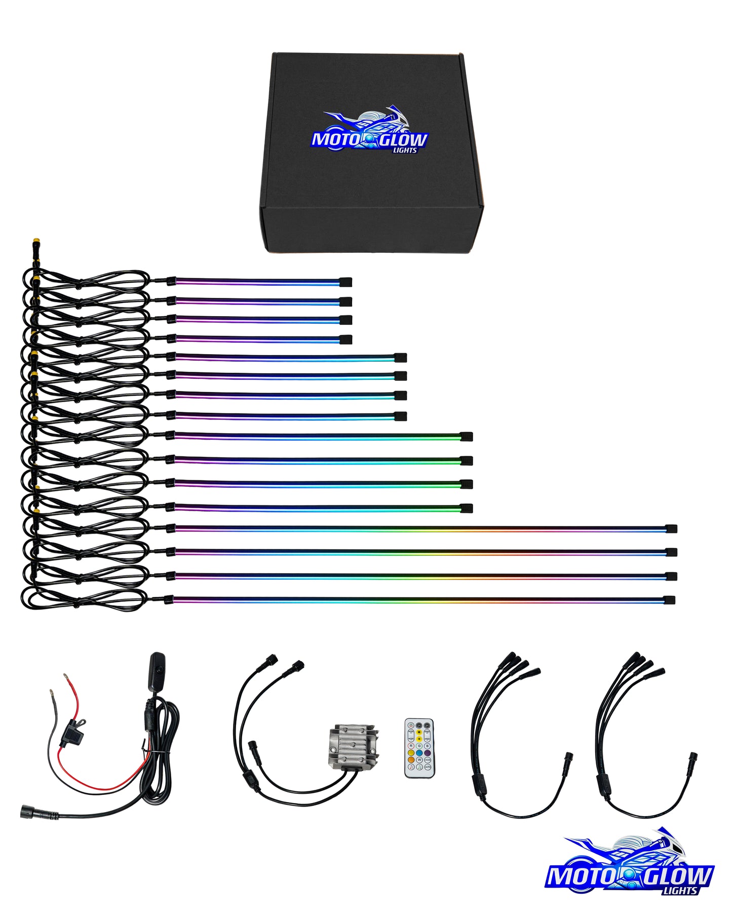 MotoGlow ULTIMATE DUO Motorcycle LED Underglow Kit – Detailed Sports Bike & Cruiser (16 Lights)
